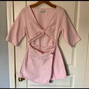 Urban Outfitter pink tie knot cutout romper
